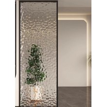 水波紋屏風(fēng)玻璃隔斷客廳磨砂透光鋼化入戶(hù)玄關(guān)輕奢訂制藝術(shù)玻璃